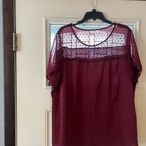 Elegant Burgundy Lace Top NWOT
